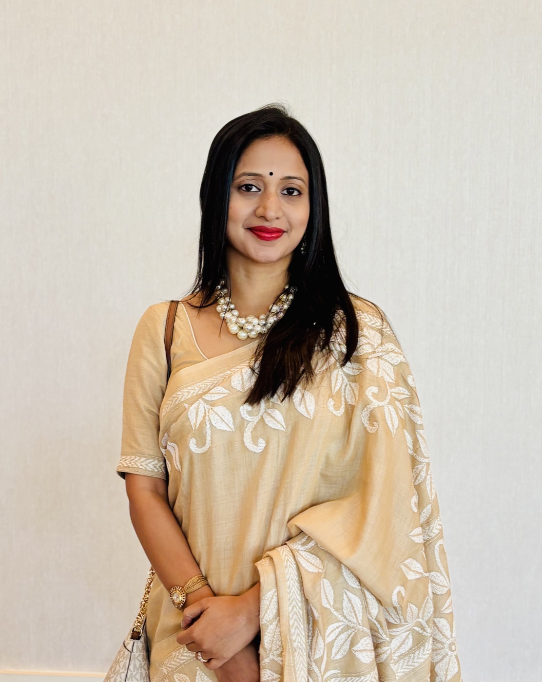 Dr Sulagna Dutta in a Kantha stitch saree